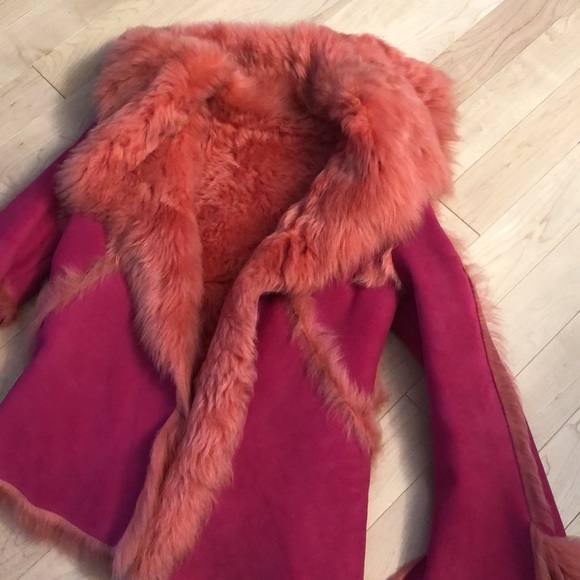 Pink Toscana Shearling Fur Jacket Size Small - Picture 6 of 14